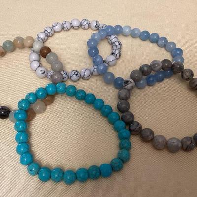 MMS151 Five Polished Stone Bracelets New