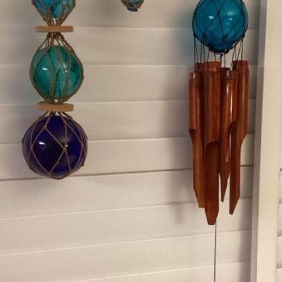 MMS210 Curio Glass Float Wind Chimes, Hanging & Ornament