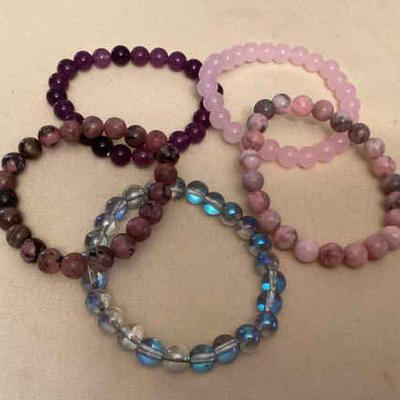 MMS147 Five Polished Stone Bracelets New