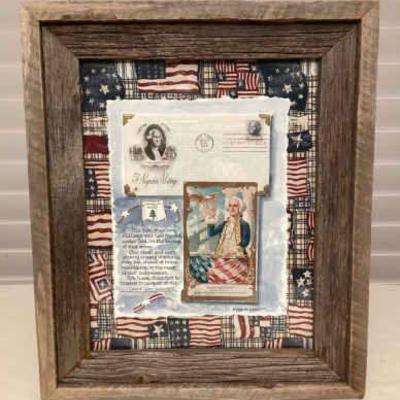 MMS233 Framed Original Patriotic George Washington Assemblage Picture 