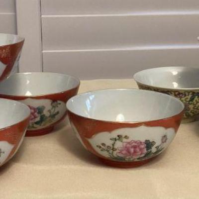 MMS066 Chinese Hand Painted Porcelain Soup Rice Bowls