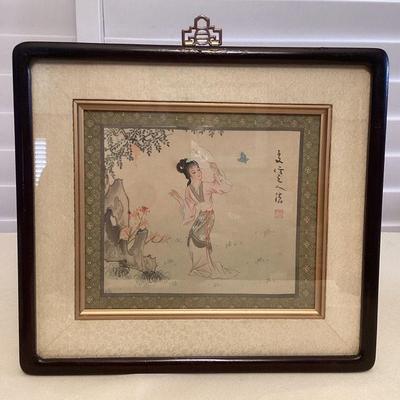 MMS046 Framed Original Asian Watercolor Painting 