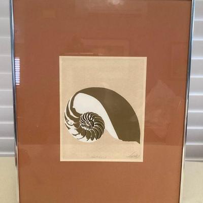 MMS043 Framed “Nautilus I” Shell Lithograph From Vanguard Studios Signed
