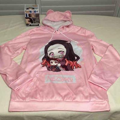 MMS186 Demon Slayer Funko Pop! Figure, Small Vinyl Nazuko Figurine & Pink Hoody XL