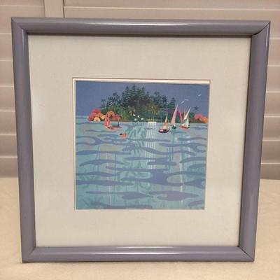 MMS087 Framed Rosalie Prussing “Coconut Island” Scenic Picture 