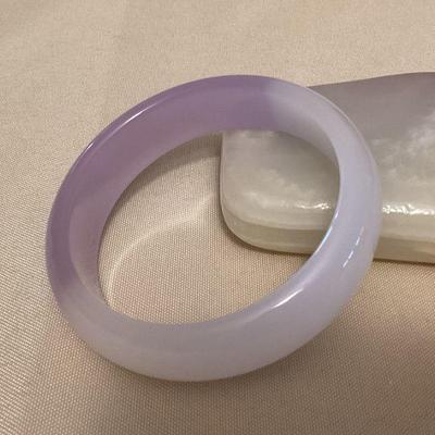 MMS027 Purple & White Jade Bangle Bracelet New 
