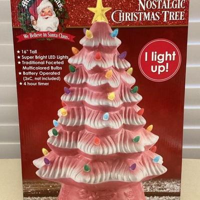 MMS079 Mr. Christmas 16” Pink Ceramic Light Up Tree New