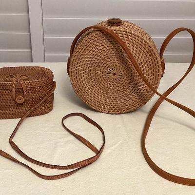 MMS099 Two Woven Natural Fiber Balinese Style Bags