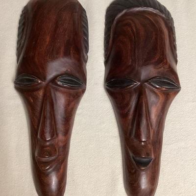 MMS091 Pair Of Carved Wooden Masks 