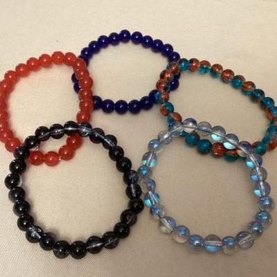MMS148 Five Polished Stone Bracelets New