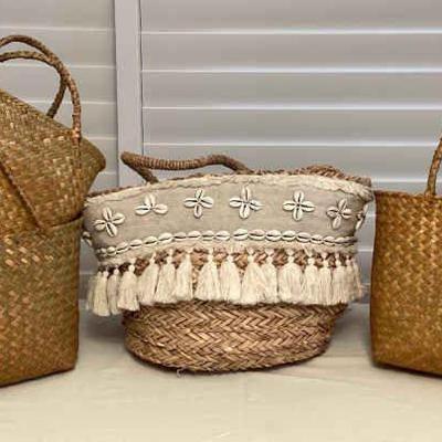 MMS096 Four Woven Natural Fiber Tote Bags