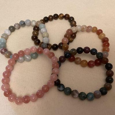 MMS154 Five Polished Stone Bracelets New