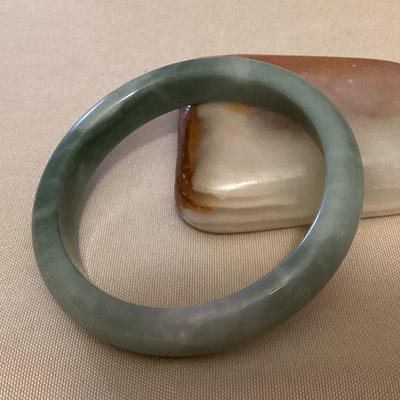 MMS033 Green Jade Bangle Bracelet New 
