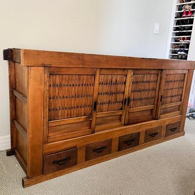 72 X 33 X 18.5  Antique Wood Hutch - LIGHTWEIGHT