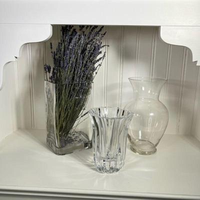 (3pc) Orrefors Crystal & Other Vases | Including: Orrefors cut crystal vase, square glass vase, and traditional glass vase....