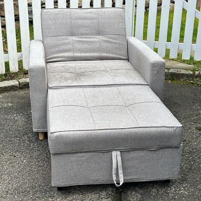 3-in-1 CONVERTIBLE SLEEPER CHAIR | 3-in-1 convertible arm chair with pull-out foot rest and reclining back. Dimensions: h. 36 x w. 39 x...