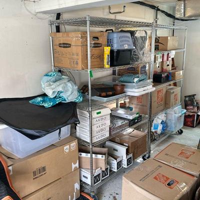 (1 of 2) Metro Storage Rack | Metal adjustable rack with 3 middle shelves. Large wheels. Seville Classics. Dimensions: h. 76 x w. 47 x d....