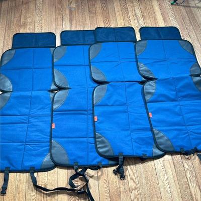 (4pc) Seat Covers | HXYANG blue covers for office chairs. Straps at bottom. Dimensions: h. 46 x w. 19 in
