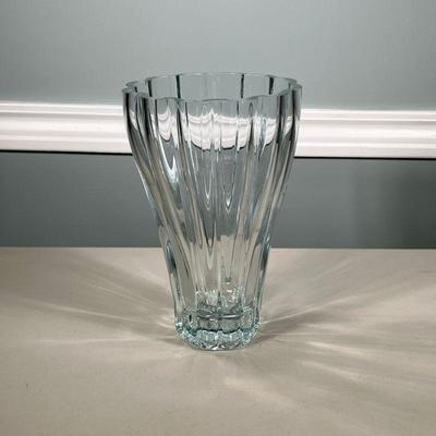 Blown Glass Vase | Heavy blown glass vase with ruffled rim, no apparent signature. Dimensions: h. 11.5 x dia. 7.25 in
