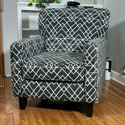 Daine Upholstered Armchair | Daine cushioned accent chair having geometric textured upholstery Dimensions: h. 36.5 x w. 31 x d. 32 in
