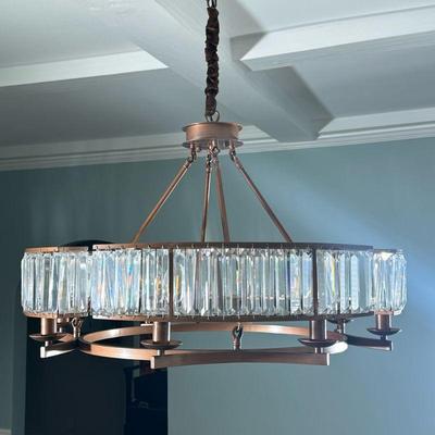 "ROSALIND" MODERN CRYSTAL CHANDELIER | Bronzed copper with 8 lights encased in crystal. Dimensions: h. 36 x dia. 30 in (from...