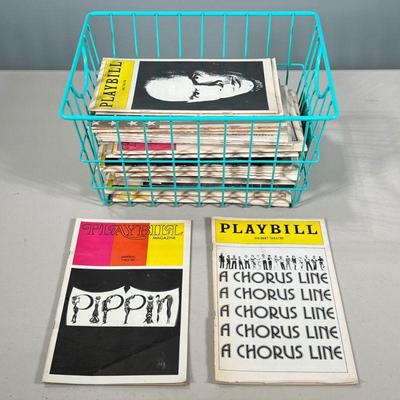 Playbill Collection | Basket of vintage Playbills including “King and I” with Yul Brynner, “A Chorus Line” with Donna McKechnie, “Pippin”...