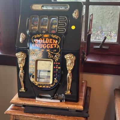 Golden Nugget Slot Machine with stand.