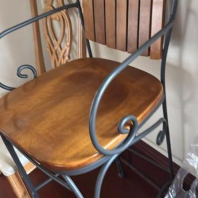 Three Wrought Iron Bar Stools