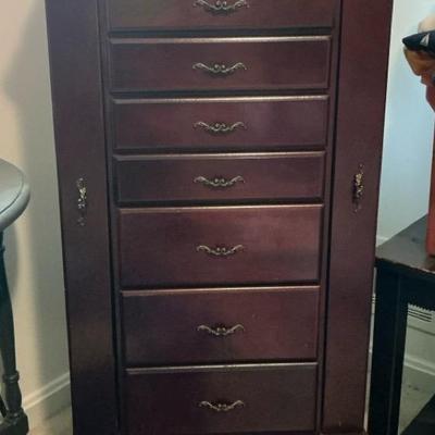 Dark Finish Standing Jewelry Chest