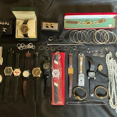 Costume Jewelry Lot With Watches And mens accesories 