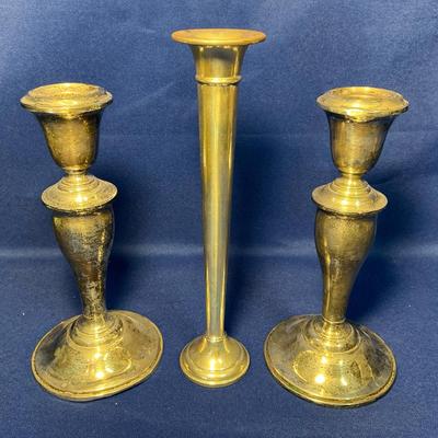 Three Weighted Sterling Candle Stick Holders 
