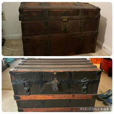 2 Antique Wood Trunks