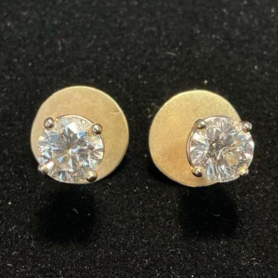 14k Gold 7.3mm Brilliant Diamond Screw Back Earrings (3.9 Grams)