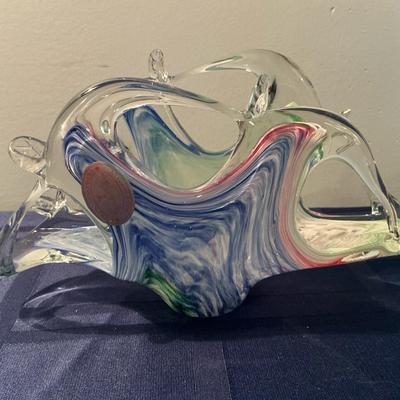 Murano Blown Glass Fan Bowl 