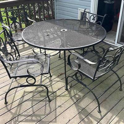 Black Wrought Iron Metal Mesh Patio Set