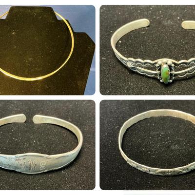 Sterling Bracelets & Collar Necklace (58 Grams)