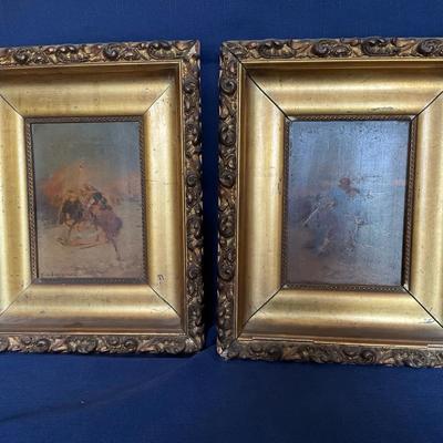 Two Ornately Framed Signed Beauquesne Battle Portraits On Wood