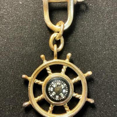 Tiffany & Co Stamped .925 Ships Wheel Compass Keychain 
