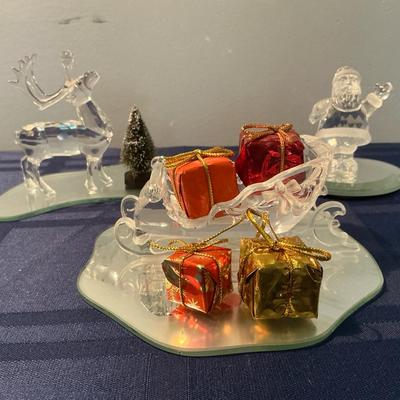 Swarovski Crystal Holiday Santa,sleigh,and Reindeer 