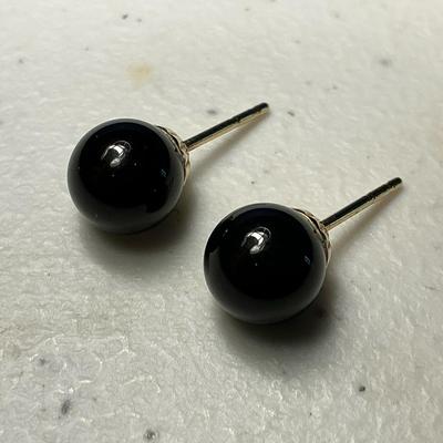 14k Gold Onyx Stud Earrings 