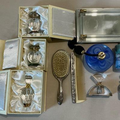 Vanity Items - Perfume Bottles, Tray, Comb, Brush