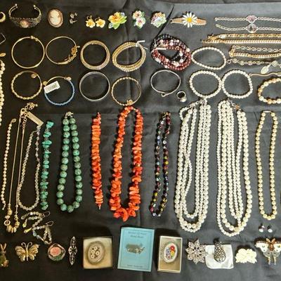 Costume Jewelry Including Some Sterling And Pearls 
