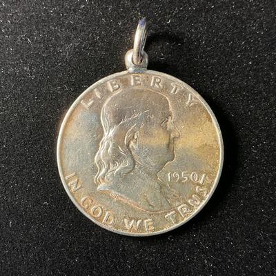 1950 Franklin Silver Half-Dollar Pendant 