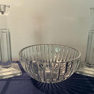 Waterford Candle Sticks And Bowl 