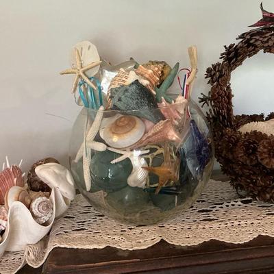 Plethora Of Seashells, Blown Glass Fishing Ball and More Nautical 