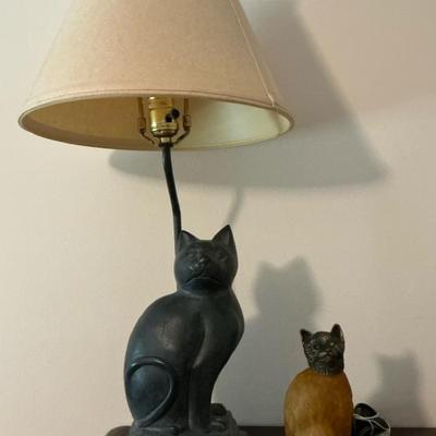 2 Cat Lamps - Glass, Plaster