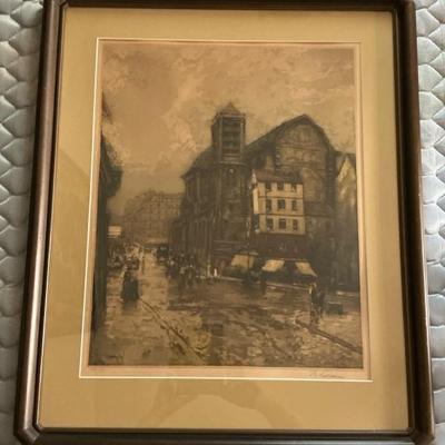 R. Lorraine European City Street Scene Print
