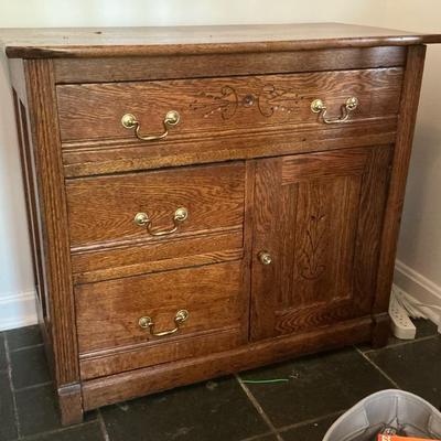 Antique Tiger Oak Wash Cabinet Chest of Drawers