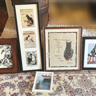 Mixed Lot Of 5 Cat Prints Varying Sizes