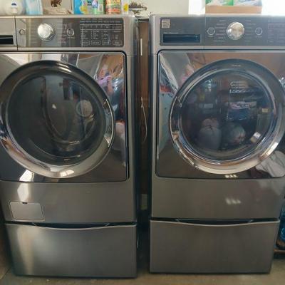 Kenmore Elite H3 front-loading washer and dryer set with Pedestals, Energy Star, High Efficiency. Each stack w/pedestal is: 53"h x...